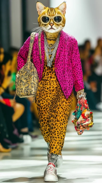 Fashionable Felinoid on Singapore Runway