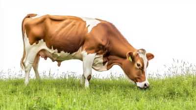 Cow Eating in Green Fields