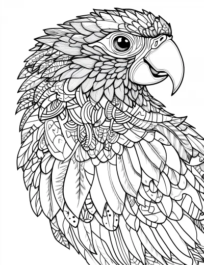 Majestic Parrot Line Art