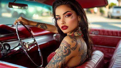 Chicana in a Lowrider