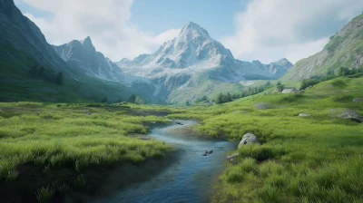 Mountain Landscape with Rivers