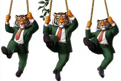 Masculine Tiger in Green Suit