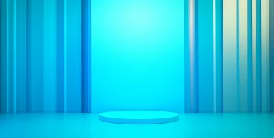 Extruded Circle Platform on Blue Wall