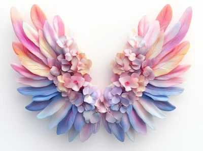 3D Floral Angel Wings