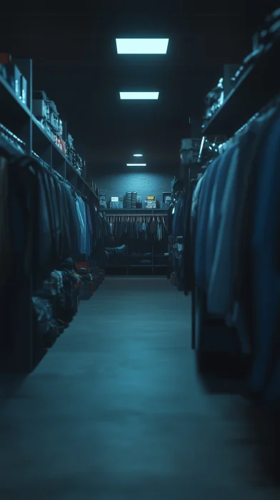 Clothing Store Interior at Night