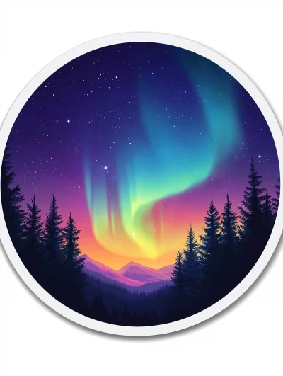 Aurora Borealis Round Sticker