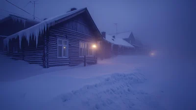 Frozen Wooden House in Urban Neighbourhood