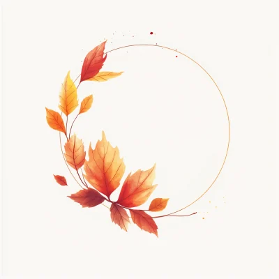 Delicate Autumn Leaves Circle Frame