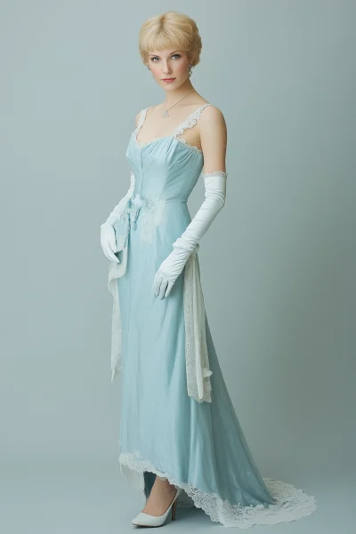 Elegant Woman in Blue Evening Dress