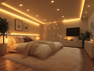 Dim Modern Bedroom Interior