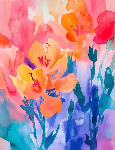 Abstract Watercolor Floral Splashes