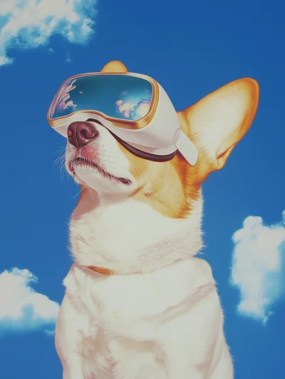 Corgi Dog with VR Goggles