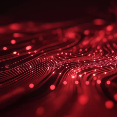 Red Abstract Waves and Circuit Diagram