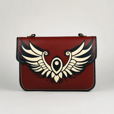 Stylized Leather Handbag with New School Tattoo