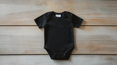 Black Baby Onesie on Wooden Background