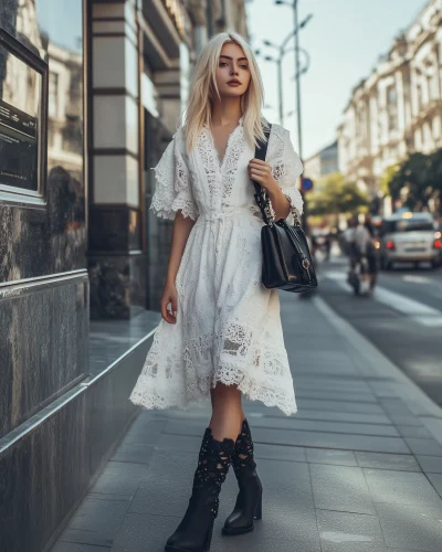 Fashionable Woman Walking in the Street