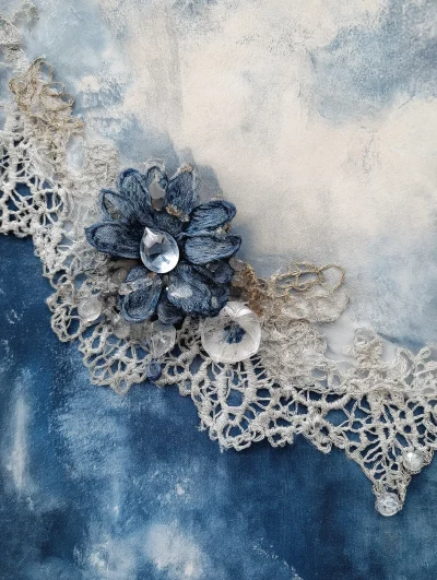 Elegant Lace and Crystals Watercolor Art