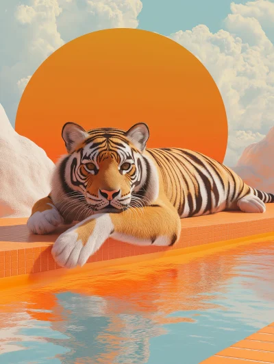 Tiger Lounging at Orange Pool