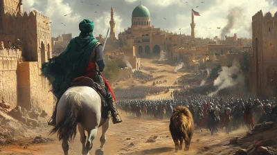 Arab Knight and Lion