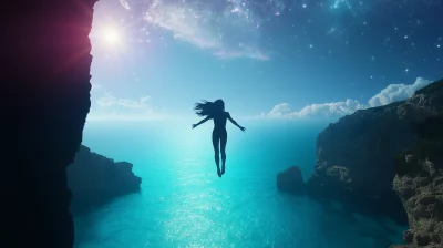 Girl diving into space