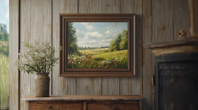 English Countryside Artwork in Frame