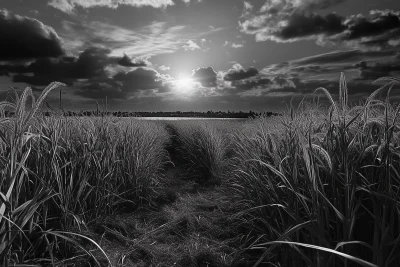 Night Sky Over Sugarcane Field