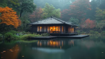 Japanese Country House and Pond