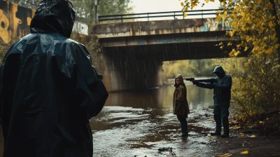 Action Crime Scene on a Bridge