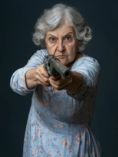 Quirky Grandma with Shotgun