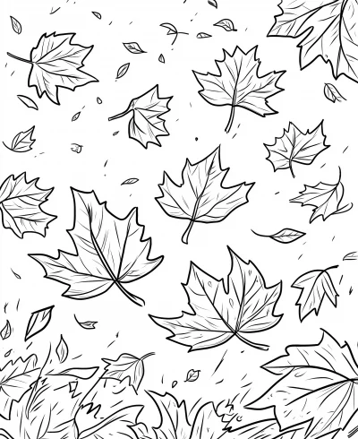 Flying Leaves Coloring Page