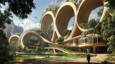 Futuristic Arcology in Solarpunk Style