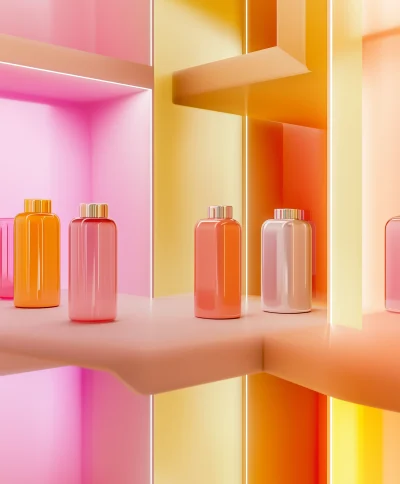 Colorful Plastic Container in Perfume Store