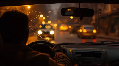 Intense Urban Street Scene at Dusk