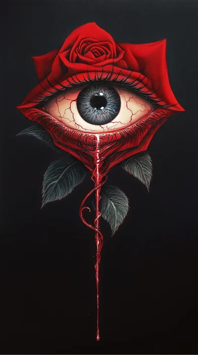 Eye & Scarlet Red Rose