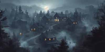 Mountain Village at Night