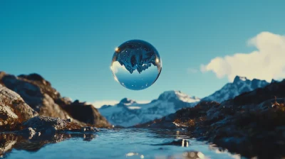 Mountain Reflection in Water Drop