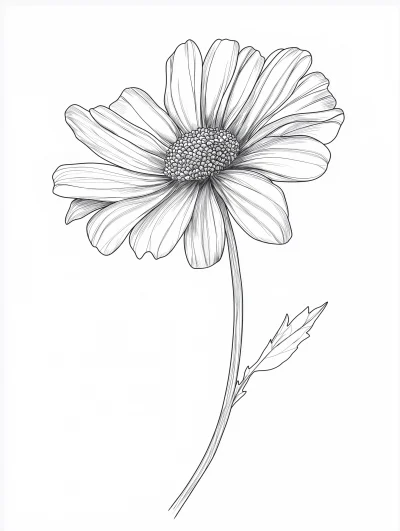 Delicate Daisy Line Drawing