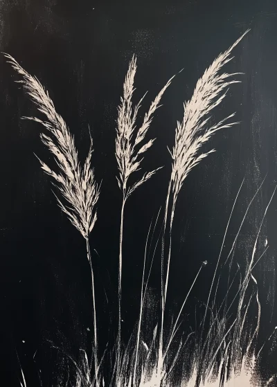 Vintage Grasses Oil Painting