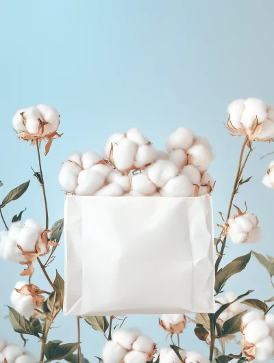 Cotton Bolls on White Pouch Snapshot