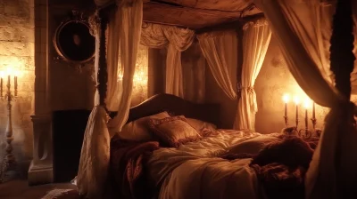 Princess’ Canopy Bed in Old Rustic Castle