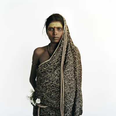 Modern Sadhu in Geometric Pattern Cloth