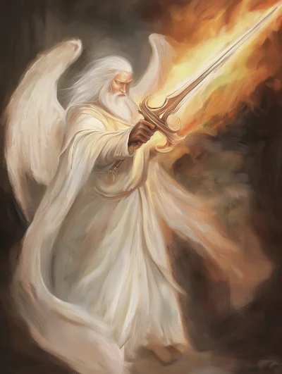 Holy Man with Sword of Night and Flame