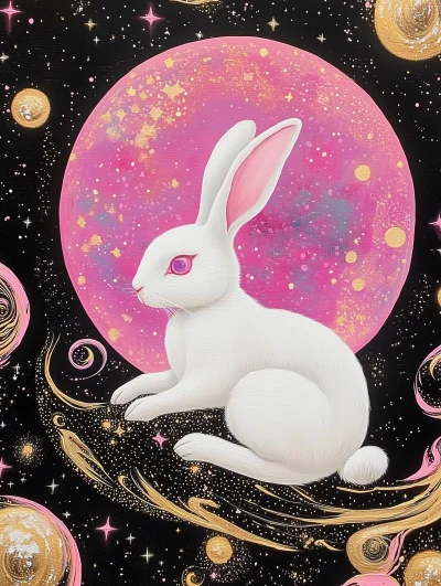 Ethereal Rabbit on the Moon