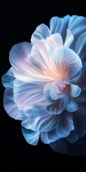 Glowing Blue and White Flower