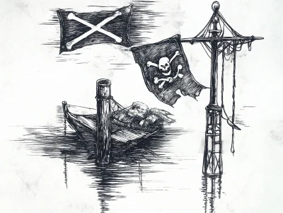 Pirate Flag Etching