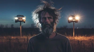 Man in Field at Night