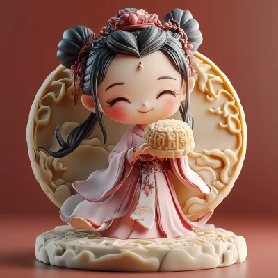 Engraved Mooncake with Chinese Moon Goddess