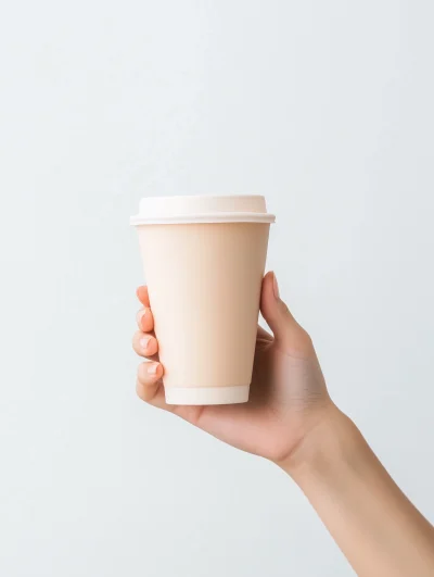 Elegant Hand Holding Milk Tea Cup