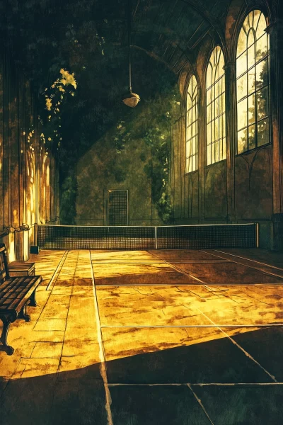 Historical Tennis Court Illustration