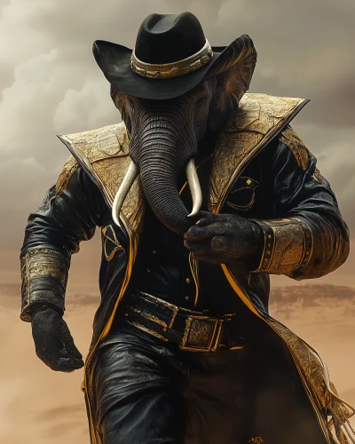 Anthropomorphic Elephant in Desert Themed Outfit